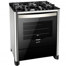 Fogão Fischer 5 Bocas Gran Cheff Automático Mesa de Vidro Tripla Chama  Inox