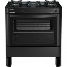 Fogão Esmaltec 5 Bocas Ágata Automático Mesa de Vidro Tripla Chama - Preto - Bivolt