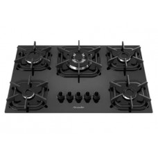 Cooktop Mueller 5 bocas Preto com Queimador Tripla chama