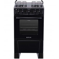 Fogão 4 Bocas Preto com Mesa Inox Atlas Mônaco Plus Bivolt