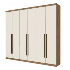 Guarda-Roupa Casal 6 Portas Bater 3 Gavetas Jade Henn Roupeiro - Rustico/Offwhite