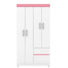 Guarda Roupa Solteiro 4 P Lotus Demóbile Flex Color Branco/Rosa