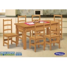 Conjunto kasper mesa 1,60 com 6 cadeiras KASPER MÓVEIS cor Mel