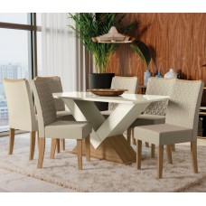 Conjunto Sala De Jantar Mesa 6 Cadeiras Kappesberg Amora Off White