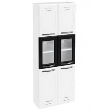 Paneleiro Duplo Pérola Telasul em Aço com 2 Portas de Vidro - Branco/Preto