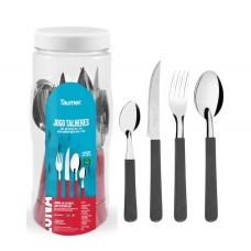 Jogo de Talheres  24Pc + Pote Plástico  Luna Preto